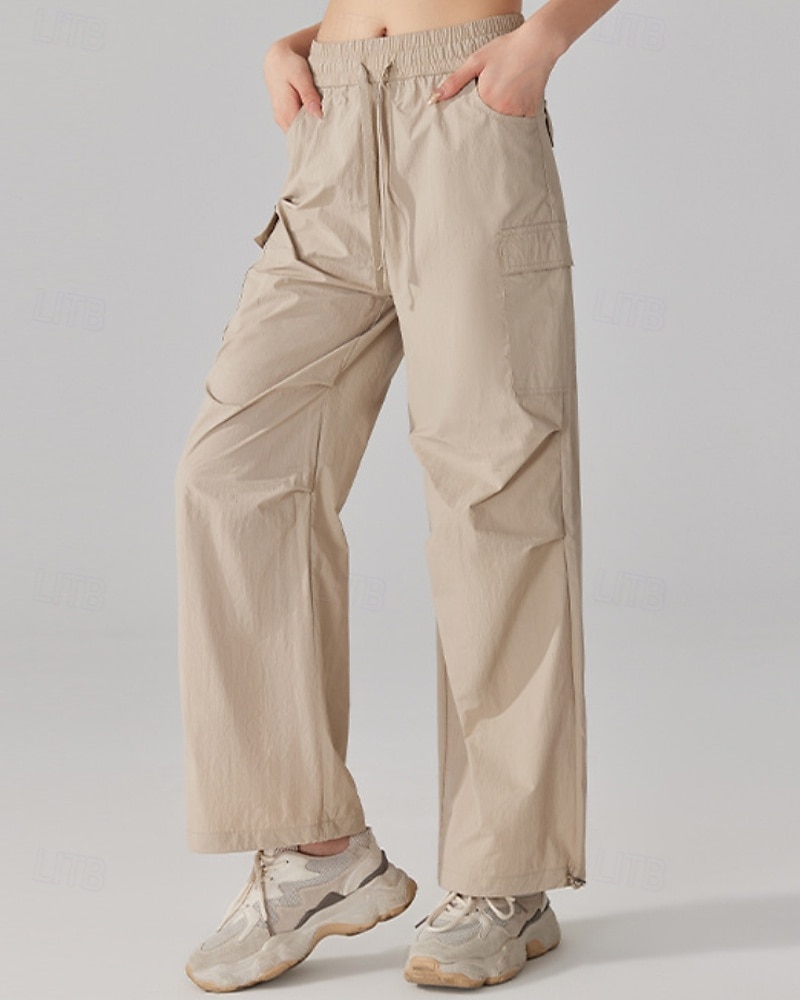 Damen Cargohosen Wanderhosen Gerade geschnittene Hose Außen Normale Passform Wasserdicht Sonnenschutz Winddicht Schnelltrocknend Unterteile Kordelzug Leicht Schwarz Khaki Camping / Wandern 2025 - $27.99 –P7