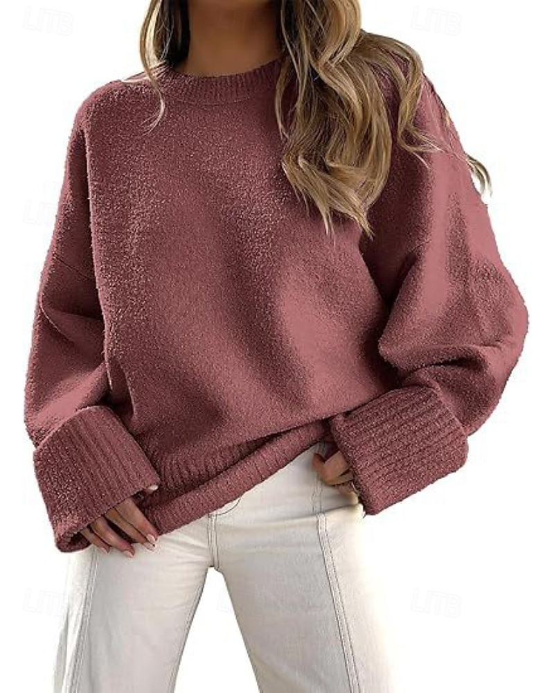 Women's Sweater Pullover Fashion Solid Color Ribbed Crew Neck Knitted Long Sleeve Regular Tops Knit Outdoor Holiday Going out Black White Fall 2025 - $28.99 –P17