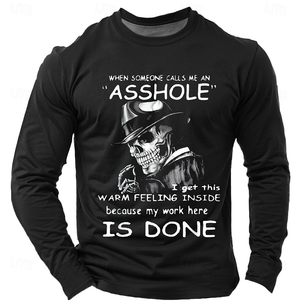 Herren Lustiger Slang T Shirt Langarm T-Shirt Grafikdruck Rundhalsausschnitt Hemd Mode Täglich Basic Straße Lässig Täglich Schwarz Burgunderrot Blau Sommer Frühling Ganzjahres Bekleidung S M L XL XXL 2025 - $19.99 –P1