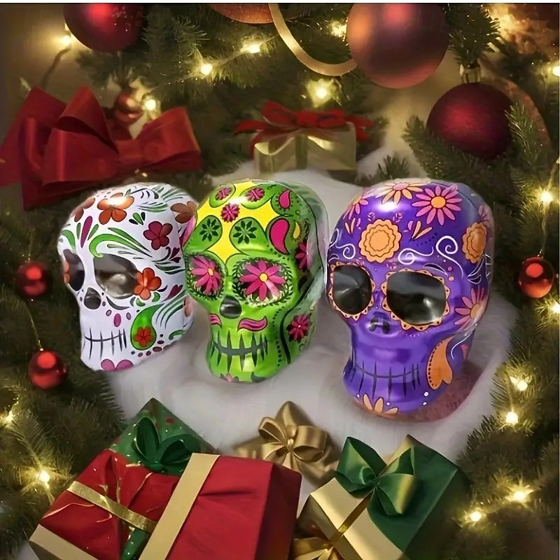 3 stuks Halloween snoeppot in de vorm van een schedel - matte ijzeren opbergcontainer voor koekjes en snacks display- en verpakkingsmaterialen sieraden maken display- en verpakkingsmaterialen kralen 2025 - $15.49 –P1