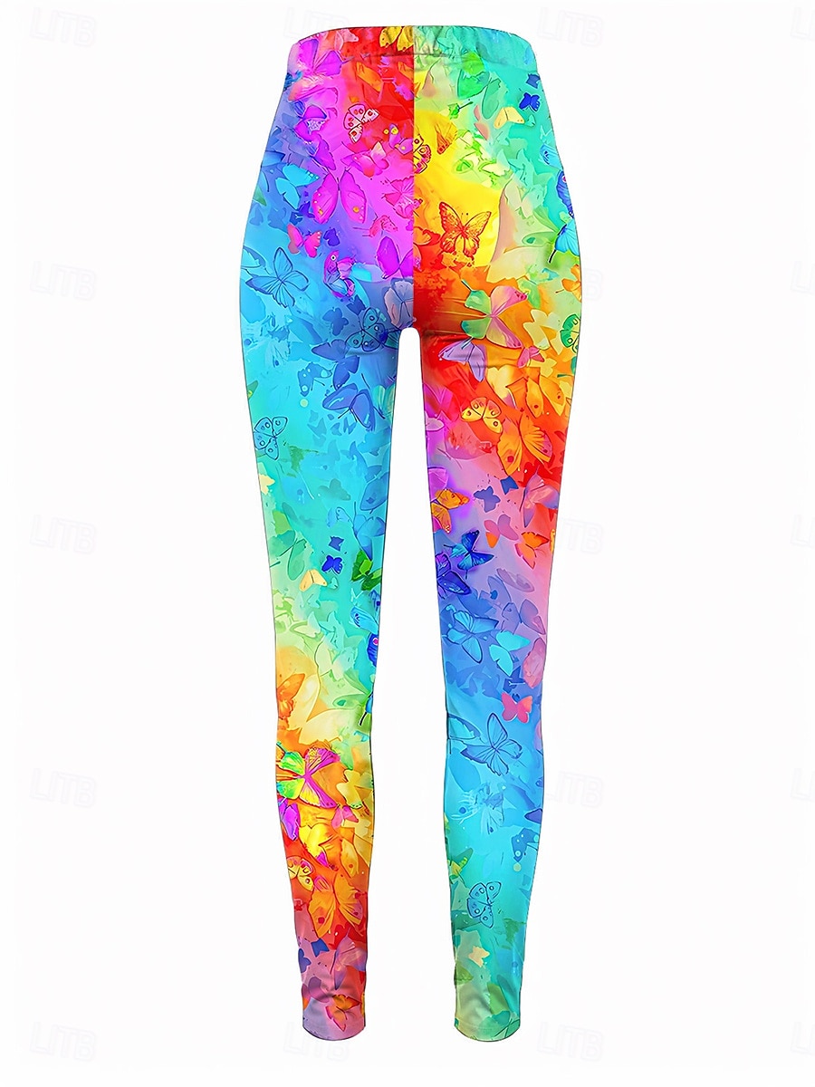 Dame Leggings Årgang Mote Fritid Full lengde Høy Midje Grafisk Gradert Printer Pustende Myk Elastisk Feriereise Avslappet Daglig Lilla Rødstrupe-egg Blå Gul Grønn Sommer Vår Slank Fasong 2025 - $18.99 –P2
