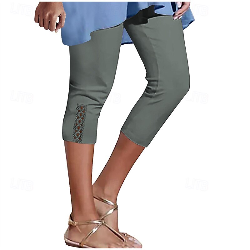 Mulheres Calças Capri Leggings Moda Casual Comprimento da panturrilha Cintura Média Tecido Cintura elástica Confortável Respirabilidade Com Stretch Férias Rua Roupa Diária Amarelo Claro Vinho de 2025 por $15.99 –P10