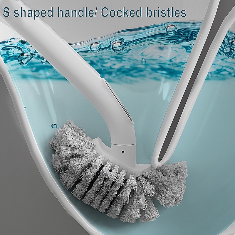 Cepillo de baño doméstico, limpiador de inodoro de mango largo, montaje en pared, diseño en forma de S 2025 - $14.99 –P2