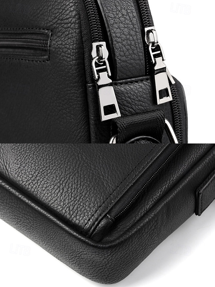 Borsa a tracolla da uomo in similpelle marrone e nera con più scomparti con cerniera per viaggi di lavoro e uso quotidiano in ufficio del 2025 a $24.99 –P8