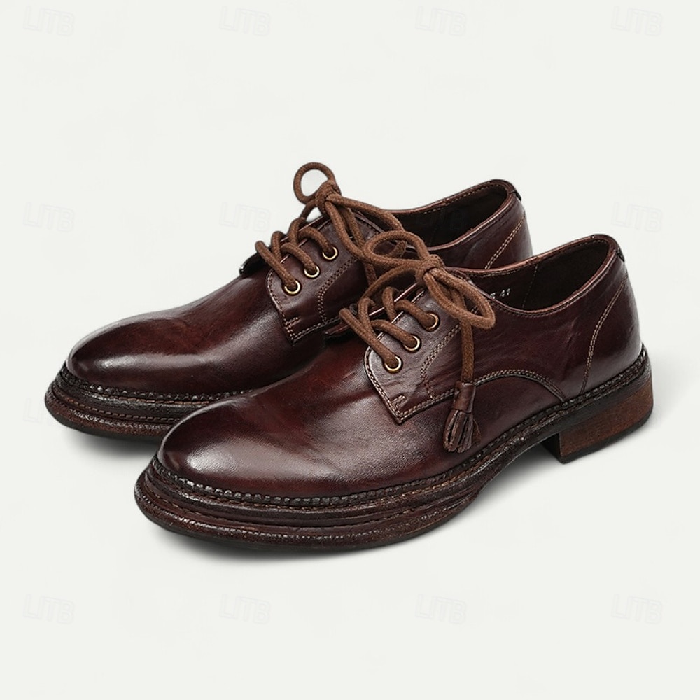 Herrloafers i brunt läder med mockasiner, tofsdetalj och Goodyear-randsydda detaljer – bekväma och eleganta skor för både vardagliga och semiformella tillfällen 2025 - $229.99 –P2