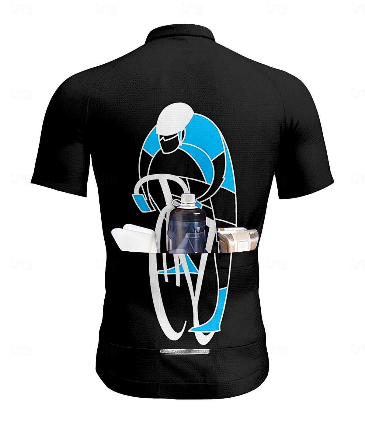 Hombre Maillot de Ciclismo Manga Corta Bicicleta Maillot Camiseta con 3 bolsillos traseros Resistente a los rayos UV Secado rápido Cremallera delantera Bandas Reflectantes Negro Deportes Ropa 2025 - $28.99 –P2