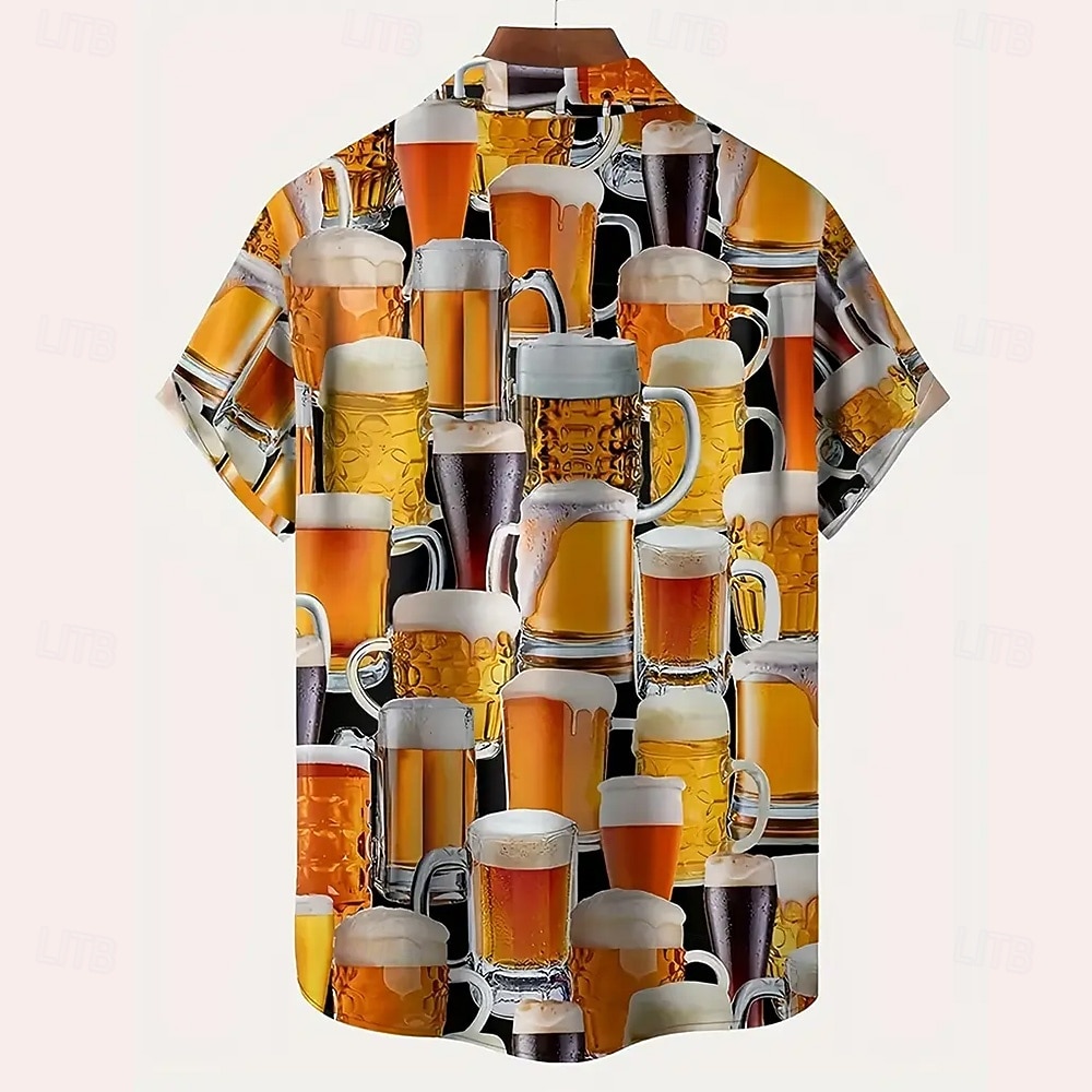 Bărbați Bere Oktoberfest Cămașă Cămașă de vară Camașă cu nasturi Manșon scurt Moda Casual În aer liber Concediu Vară Primăvară Răsfrânt Imprimare 3D cămăși cu guler Un buzunar frontal Galben Roz 2026 - $25.99 –P6