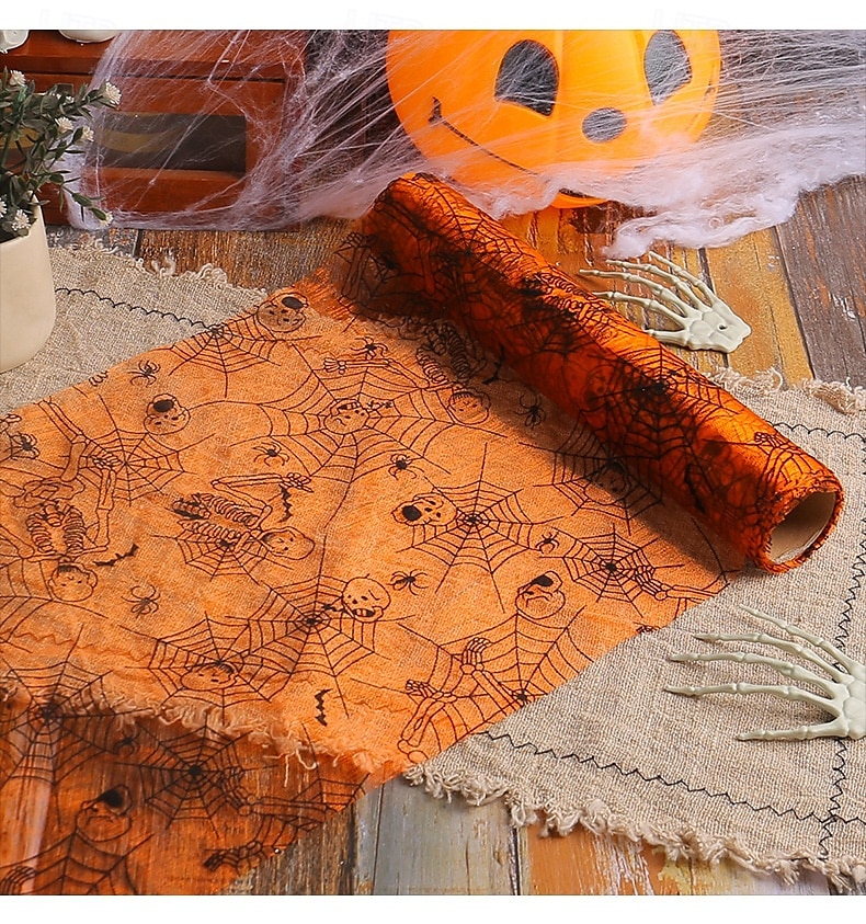 Chemin de table en maille d'Halloween, décoration de nappe de fête en toile d'araignée et de chauve-souris, tapis de salle à manger de festival fantôme effrayant, décoration de table de fête de 2025 ? $11.99 –P3