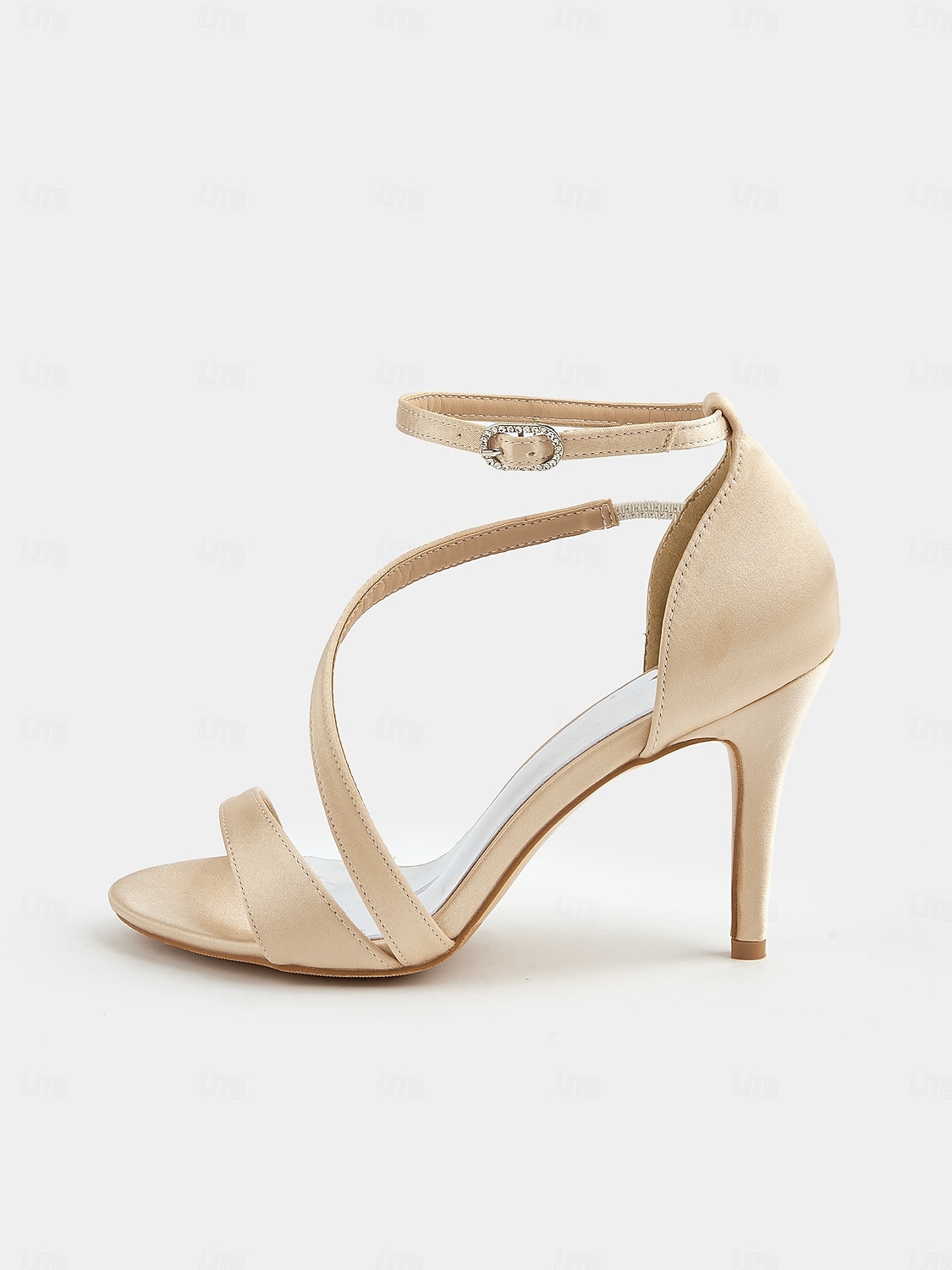 элегантные атласные туфли на каблуке с открытым носком для женщин - удобная шпилька с ремешком на щиколотке, идеально подходят для вечерних мероприятий 2026 - $54.99 –P3