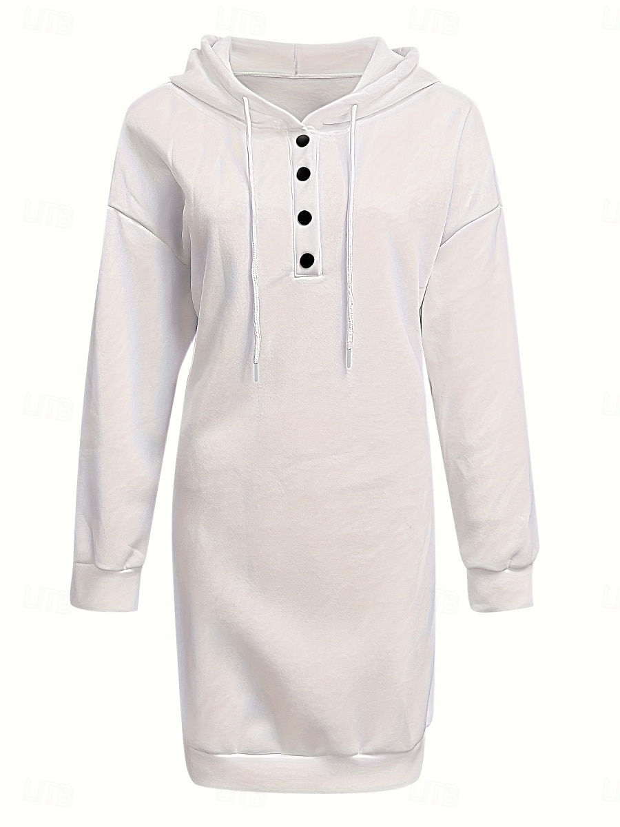 Damen Minikleid Shiftkleid Lässig Täglich Lässiger Schnitt Grafik Langarm Mit Kapuze Schwarz Weiß Rosa Wein Frühling Herbst Winter 2025 - $14.99 –P15