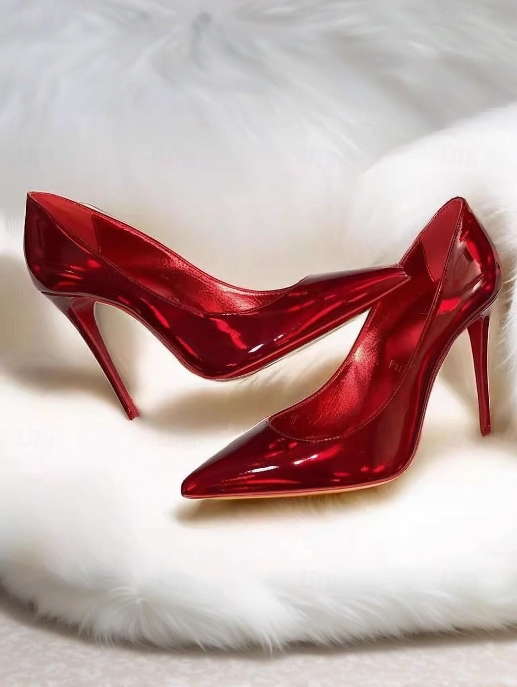 Women's Red Patent Leather Stiletto Heels, Shiny Pointed Toe Slip-On Pumps for Nightlife, Clubbing and Evening Parties 2025 - $29.99 –P2