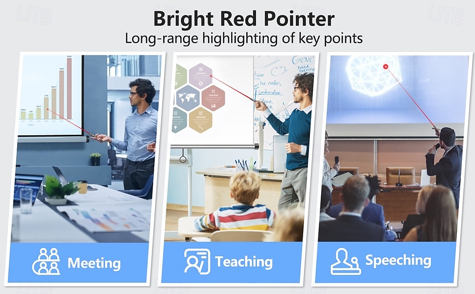 Multi Functional Page Turning Pen Wireless Presenter Clicker Teacher's Remote Red & Telescopic Pointer Page Turner Conference Speech Teaching and Training Presentation Clicker Stylus Pen 2025 - $31.99 –P3