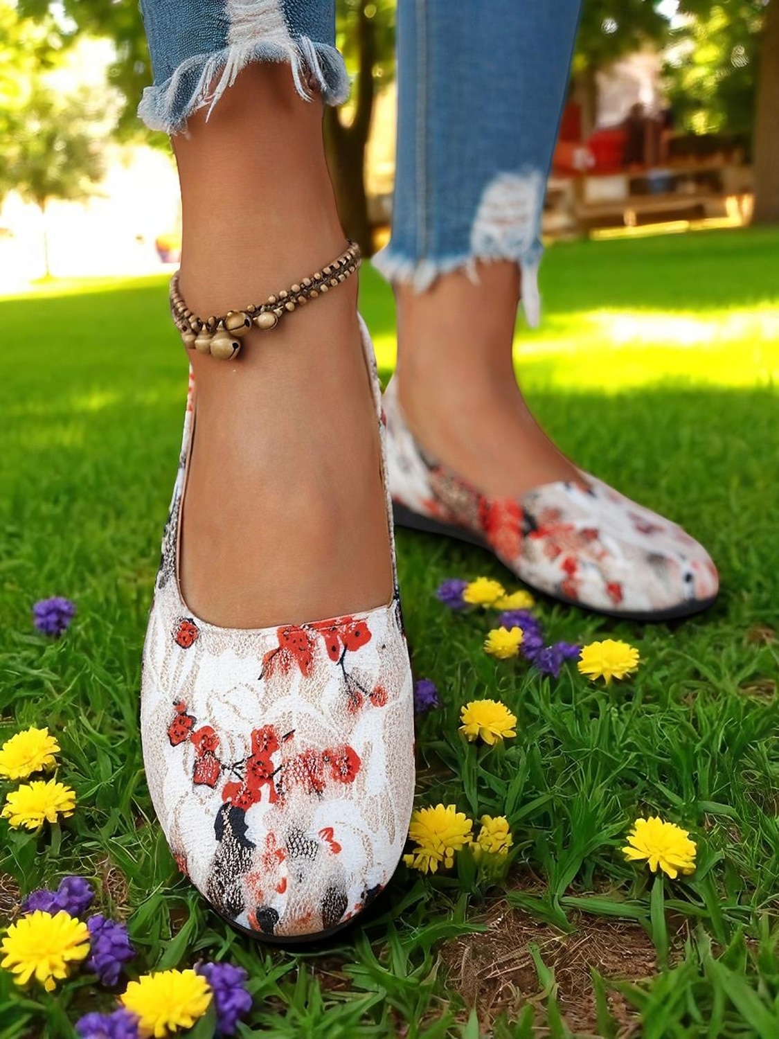 Ballerines fleuries pour femmes – chaussures légères et décontractées à bout rond pour dames, idéales pour les promenades au parc, les pique-niques printaniers et le confort quotidien de 2025 ? $10.99 –P5