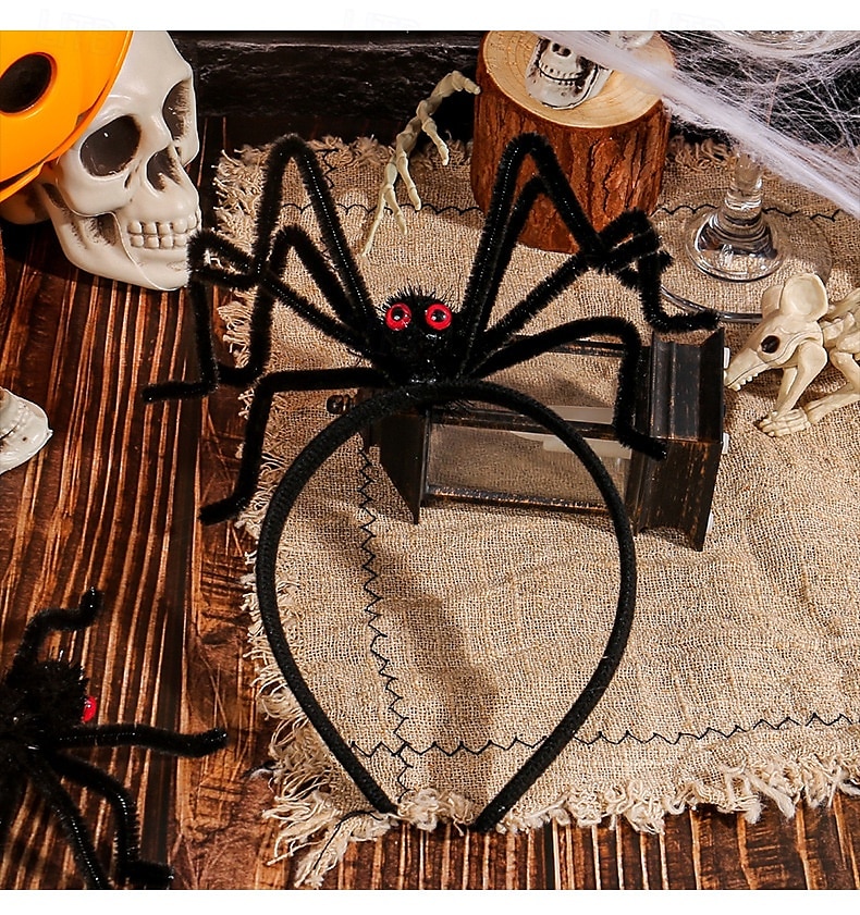 Halloween-hämähäkkipanta pörröisillä pom-pommilla, hauska hiusasuste juhliin, naamiaisiin, karkki vai keppokseen ja keppokseen &esitysproppu 2025 - $6.49 –P6