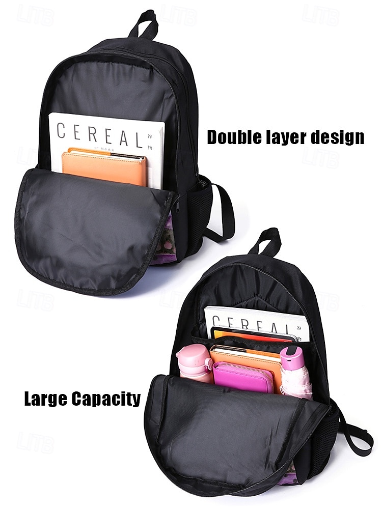 Girl's cute cat print backpack, Double layer design, Large capacity, Suitable for school, Travel and daily use Kayomi Harai 2025 - $26.99 –P6