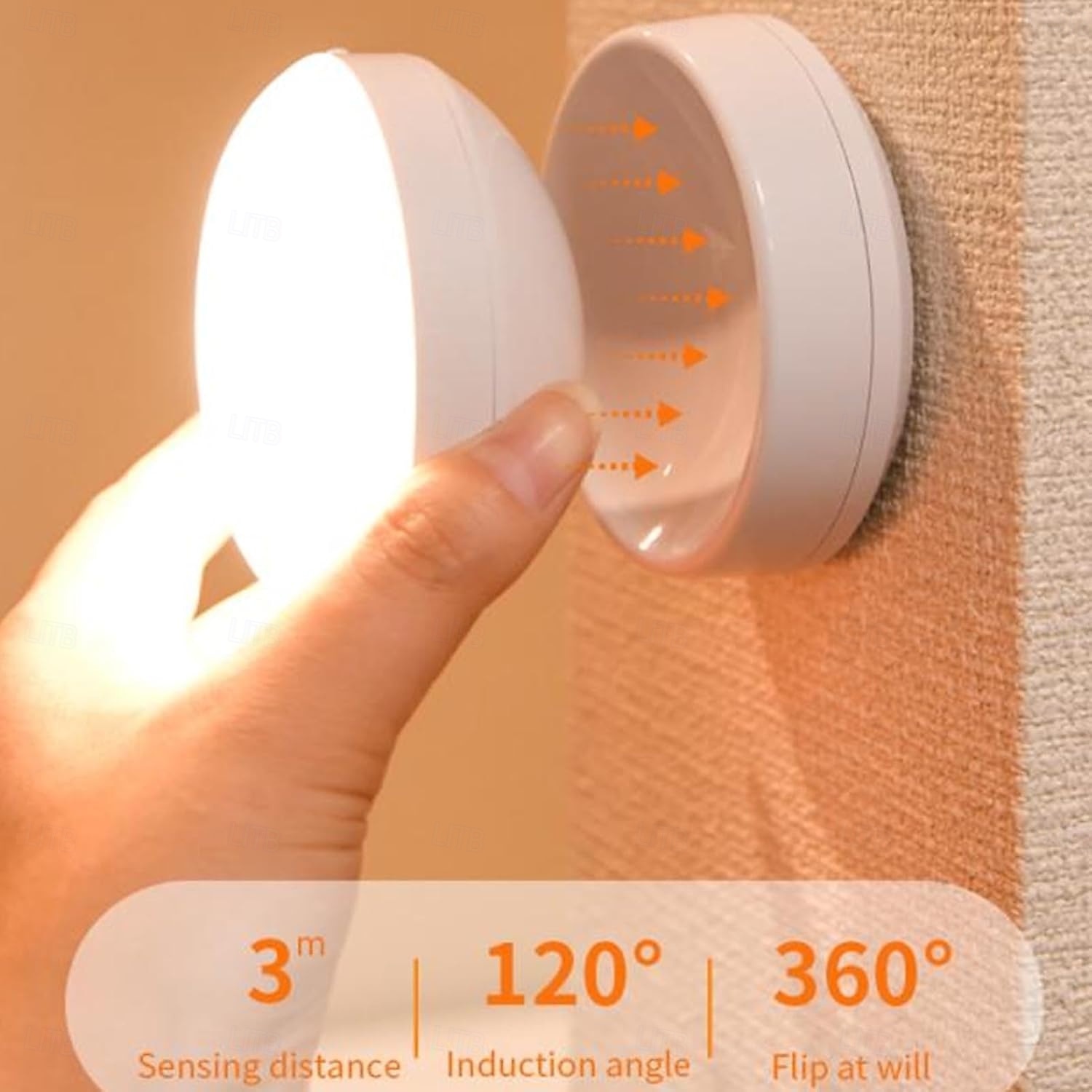 Luz nocturna con sensor de movimiento LED, lámpara de pared de inducción recargable con rotación de 360 grados, lámpara de pared LED para escalera, armario, pasillo, dormitorio 2025 - $16.49 –P6