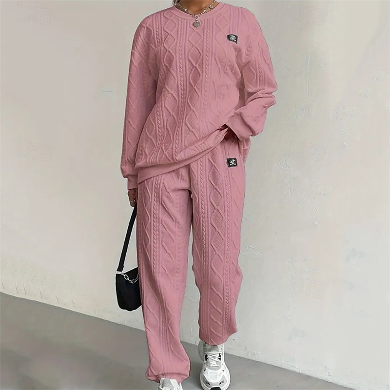 Mulheres Moletom Suéter Conjunto de Roupa Atlética Bolsos Cor Sólida Conjuntos Outono Inverno Preto Branco Academia Exercite-se Esportivo Térmico / Quente A Prova de Vento Macio Manga Longa Esporte de 2026 por $47.99 –P7