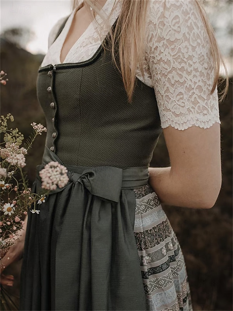 Oktoberfest Dress Dirndl Trachtenkleider Midi Length Maid Bavarian German Wiesn Women's Carnival Beer Festival Traditional Style Cloth Without Blouse (75CM) 2026 - $68.99 –P6