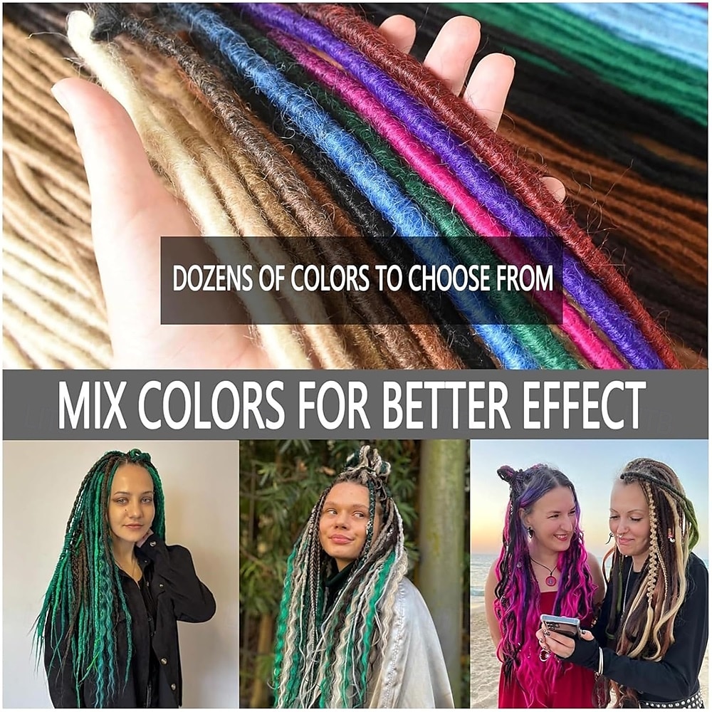 22 inch wollen dreadlock extensions met dubbele uiteinden, 15 strengen, gemengd bruin synthetisch, dun, zacht, nep, hippie-stijl dreadlock voor vrouwen 2025 - $36.99 –P6