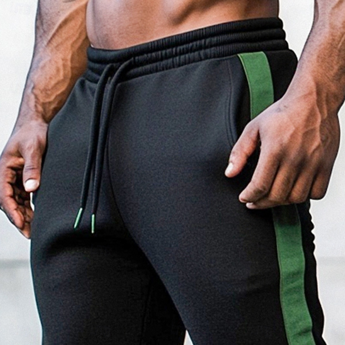 Men's Sweatpants Trousers Drawstring Side Stripe Elastic Waist Plain Comfort Breathable Full Length Outdoor Casual Daily Vacation Sports Black Stretchy 2025 - $21.99 –P2