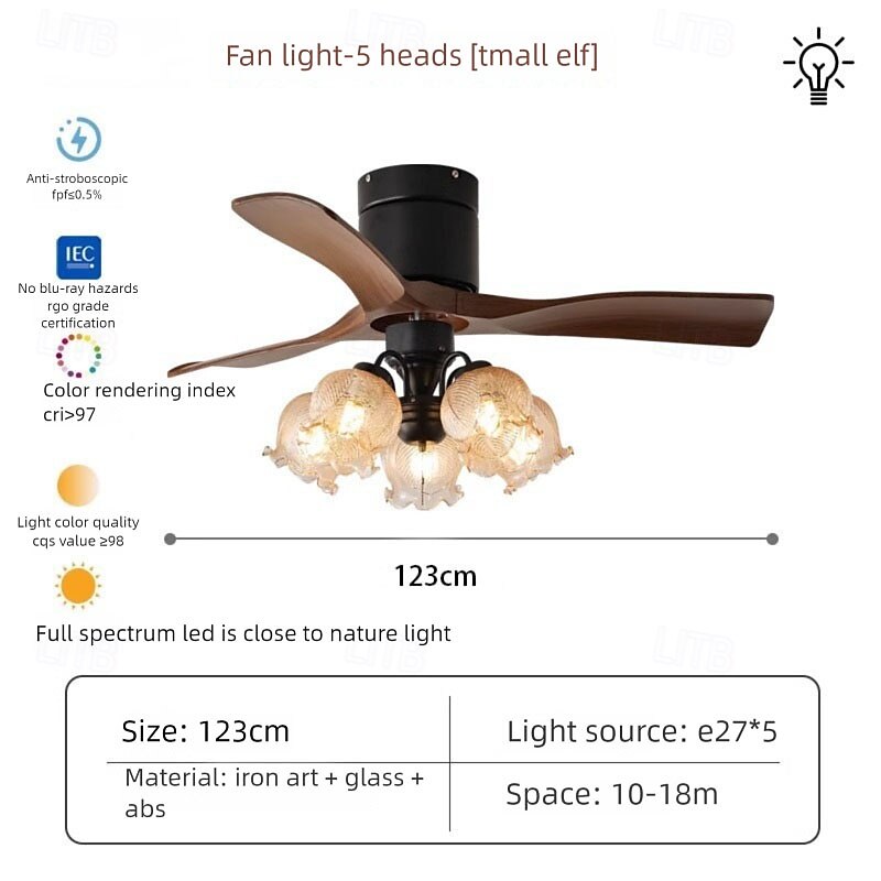 Takviftelampe i valnøtt-stil fra midten av århundret, retro, stillegående &Smart for soverom/spisestue/arbeidsrom 2025 - $699.79 –P9