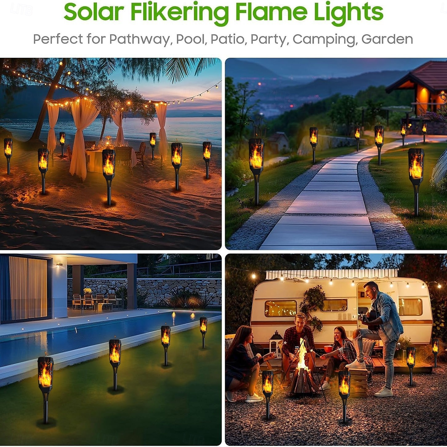 8 Pcs Outdoor Waterproof Solar Flashing Flames Plug in Lights Sensor Lights Garden Courtyard Lawn Path Christmas Halloween Festival Atmosphere Decorative Lights Landscape Lights 2025 - $81.99 –P12