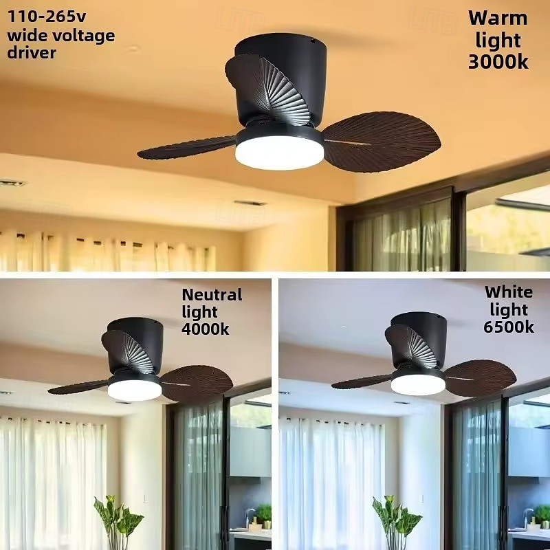 moderner 3-Blatt-LED-Deckenventilator mit ABS-Blattlosem Gleichstrommotor, Frequenzumwandlung, Eisen, Fernbedienung, 110 V-220 V 2025 - $197.99 –P2