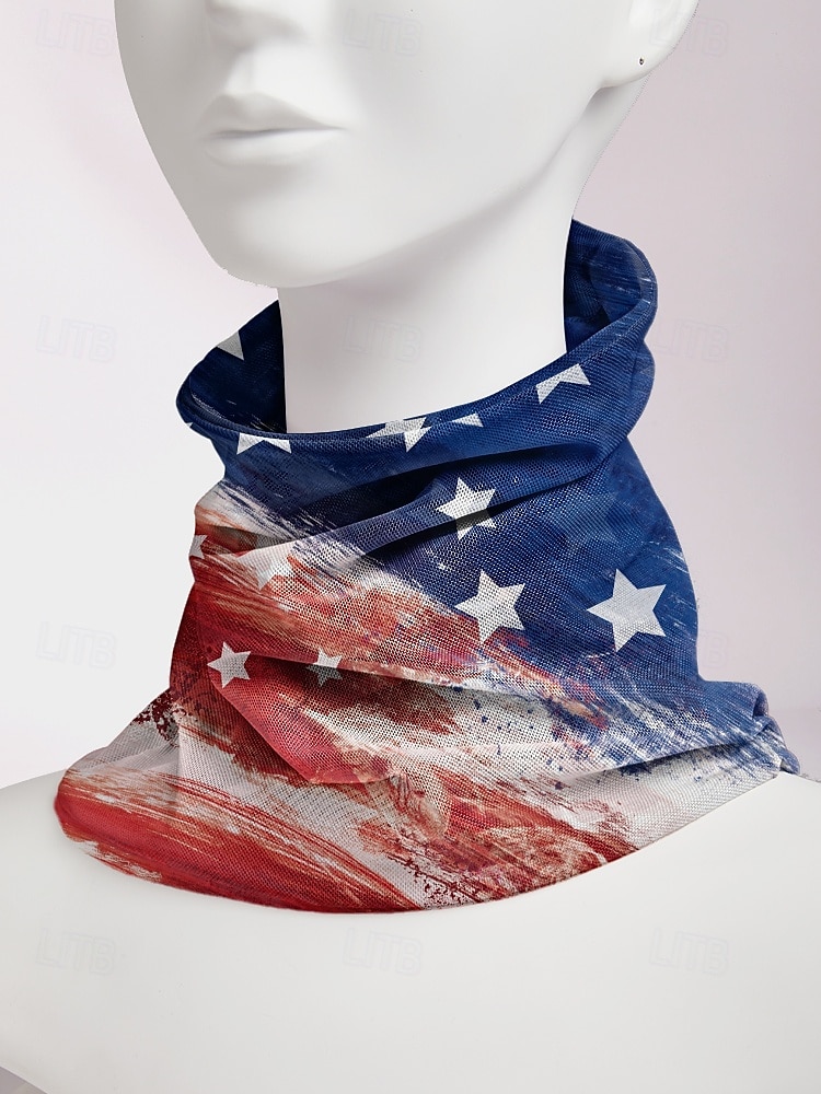 Dámská klobouková nákrčníková nákrčníková návleky s potiskem americké vlajky, dvojí použití - vlastenecký styl, měkký polyester, univerzální velikost, vhodná pro každodenní nošení, outdoorové aktivity a oslavy Dne nezávislosti. 2025 - $11.99 –P7
