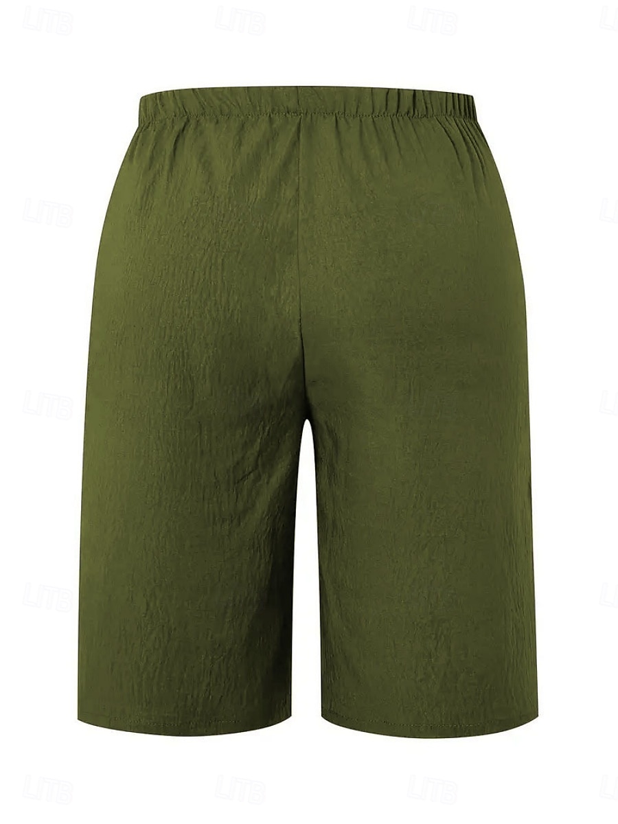 Per donna Chinos Shorts Essenziale Casual Lunghezza al ginocchio Vita Alta Semplice Fascia Elastica Comodo Morbido Confortevole Micro-elastico All'aperto Streetwear Nero Arancione Verde Cachi Estate del 2025 a $18.99 –P9