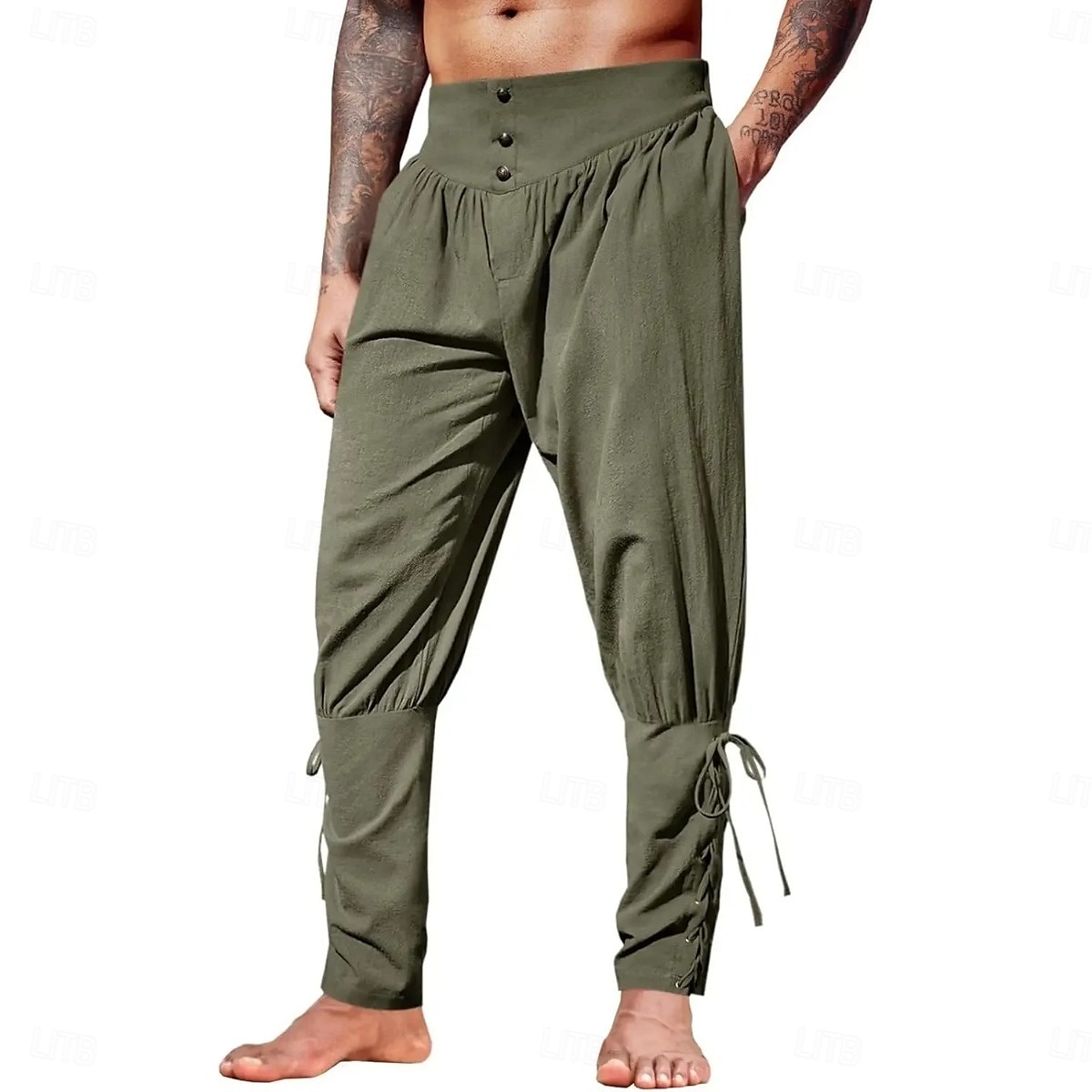 Mittelalterlich Renaissance Hose Piratenhose Pirat Ritter Wikinger Herren Halloween Maskerade Leistung Renaissance-Messe Erwachsene Hose Ganzjahres 2025 - $31.99 –P6
