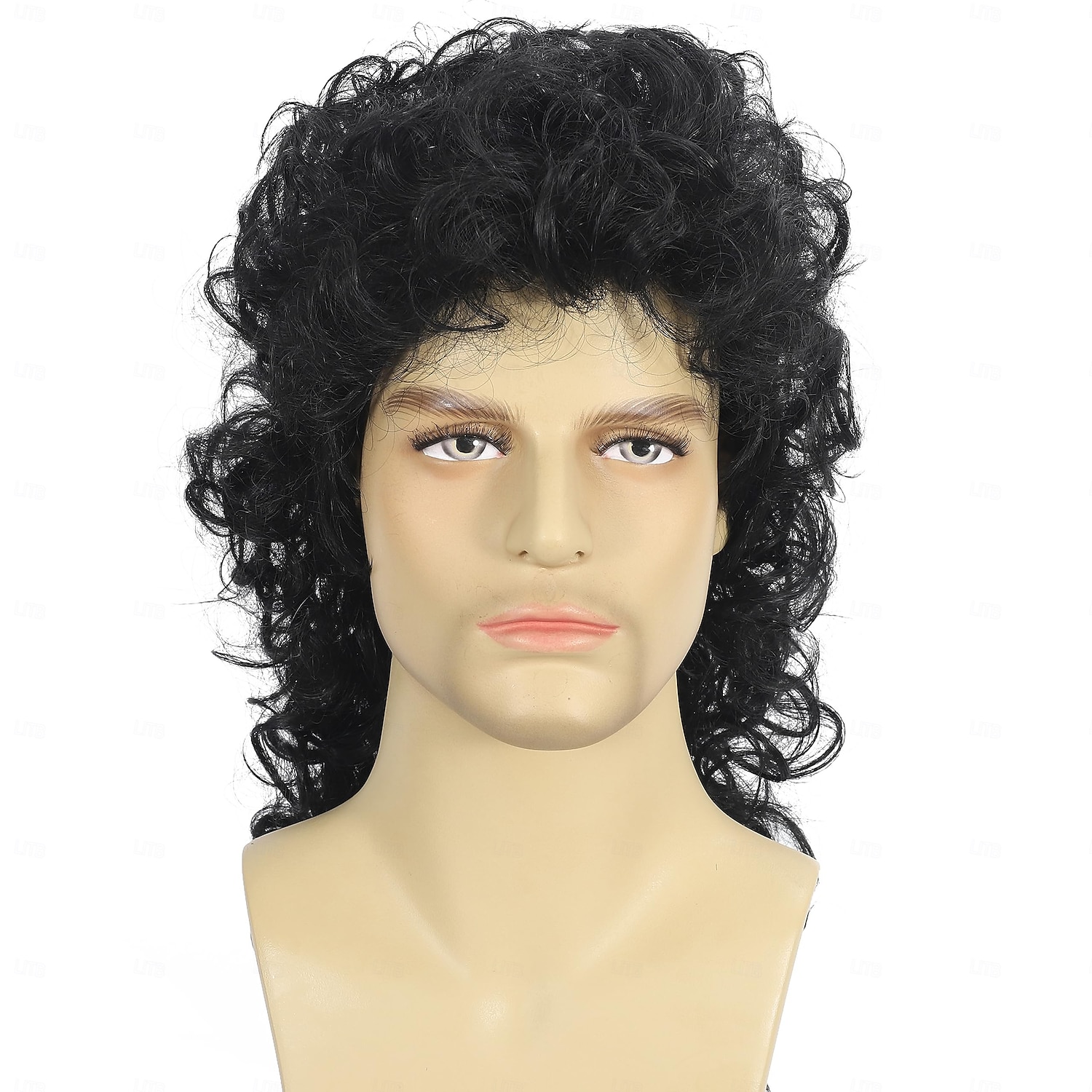 Parrucche mullet ricce per uomini anni '80 lunga riccia nera parrucche hippy rocking anni '80 costume cosplay anime resistente al calore parrucca sintetica parrucca anni '70 Parrucche di Halloween del 2025 a $25.99 –P2