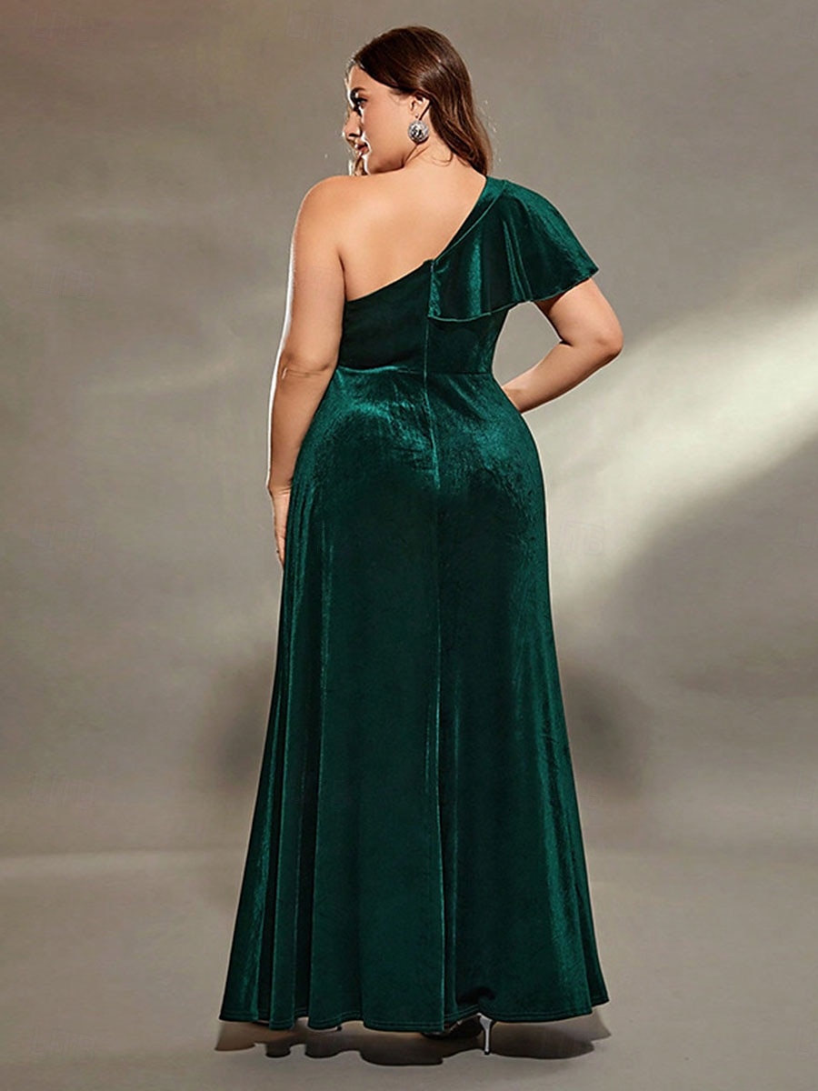 Rochie de Seară A-Line Elegantă Rochie Formală pentru Nuntă Lungime Podea Fără Mâneci Pe Umăr Catifea cu Fendă 2025 - $129.99 –P6