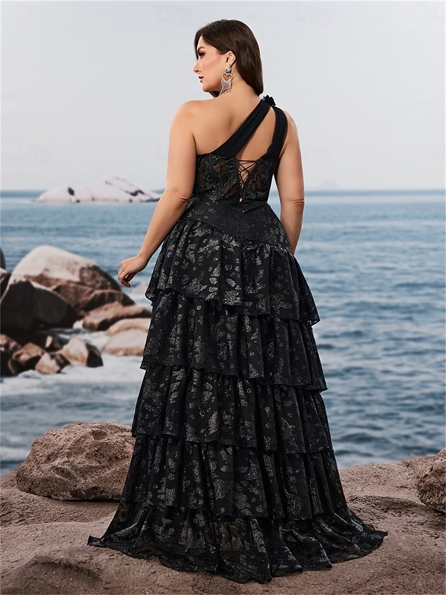A-vonalú Quinceanera Ruhák Elegáns Görbe Ruha Formális Esküvői Padló Hossza Ujj Nélküli Egy Vállas Csipke Ráncokkal 2025 - $159.99 –P7