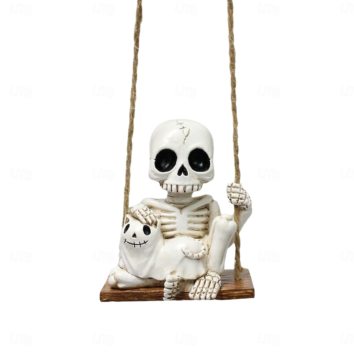 Figurine créative en résine représentant un squelette et un chat pour Halloween, tête de fantôme effrayante à suspendre, décoration de maison et de fête en résine pour Halloween de 2025 ? $11.99 –P5