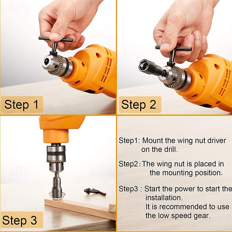 2026年 ウィングナットドリルビットセット、ハリケーンウィングナットドライバー、パワーウィングナットドライバー、ソケットレンチツールセット、1/4インチ六角シャンクスチールドリルビット、パネルナット、ネジ、アイCフックボルト、Qハンガー用  コレクション – $13.99 –P3