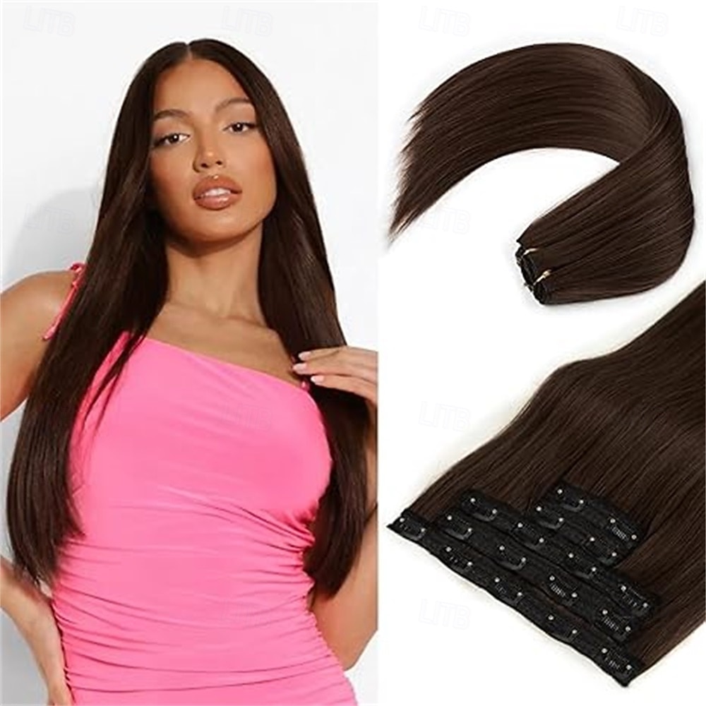 extensões de cabelo clip in extensões de cabelo trama de renda longa e grossa apliques sintéticos leves para mulheres (24 polegadas - 240 gramas de 2025 por $26.99 –P4