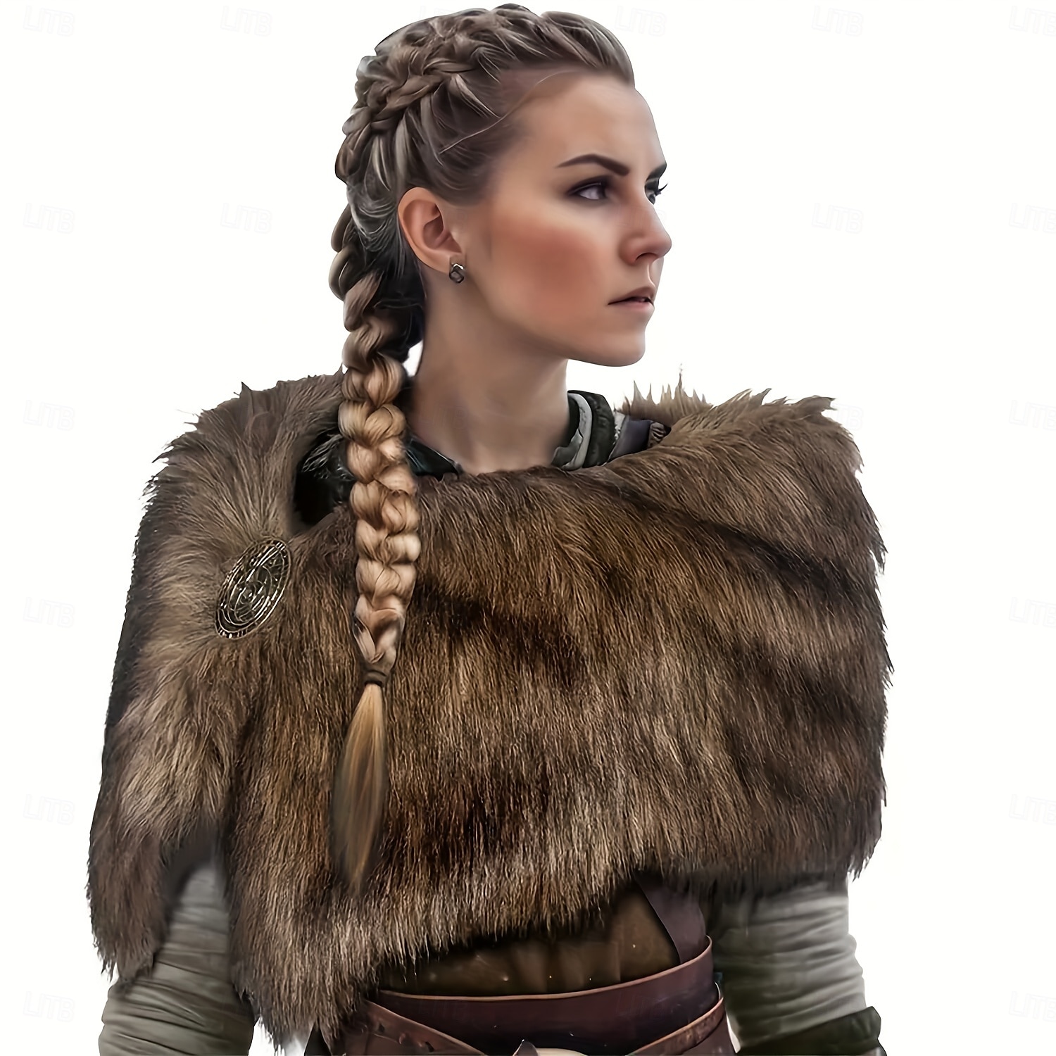 Retro Vintage Mittelalterlich Maskerade Kunstpelz-Schal Wikinger Damen Vikinger Karneval Neujahr Maskerade Party & Abend Erwachsene Schal Herbst Winter 2025 - $20.99 –P3