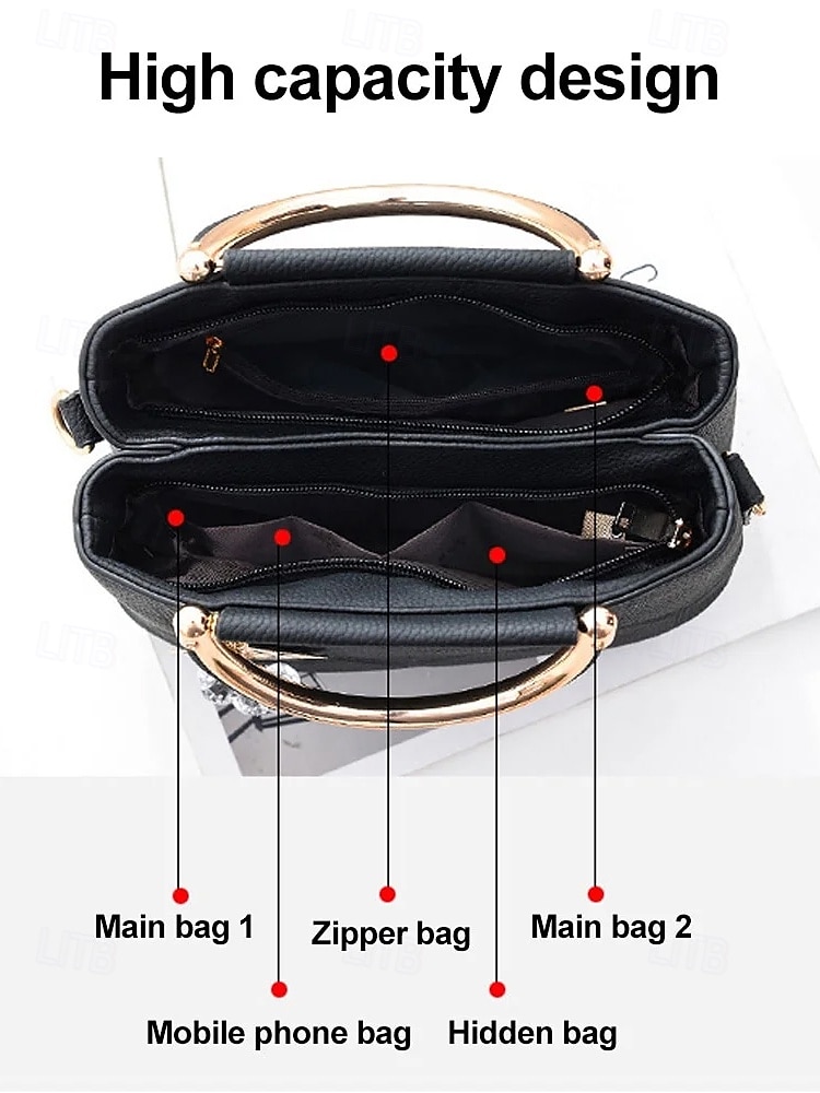Women's Embroidered Rose Tote Bag with Gold Top Handle and Shoulder Strap - Elegant Faux Leather Crossbody Bag for Commuter, Leisure and Weekend Outings 2025 - $26.99 –P6