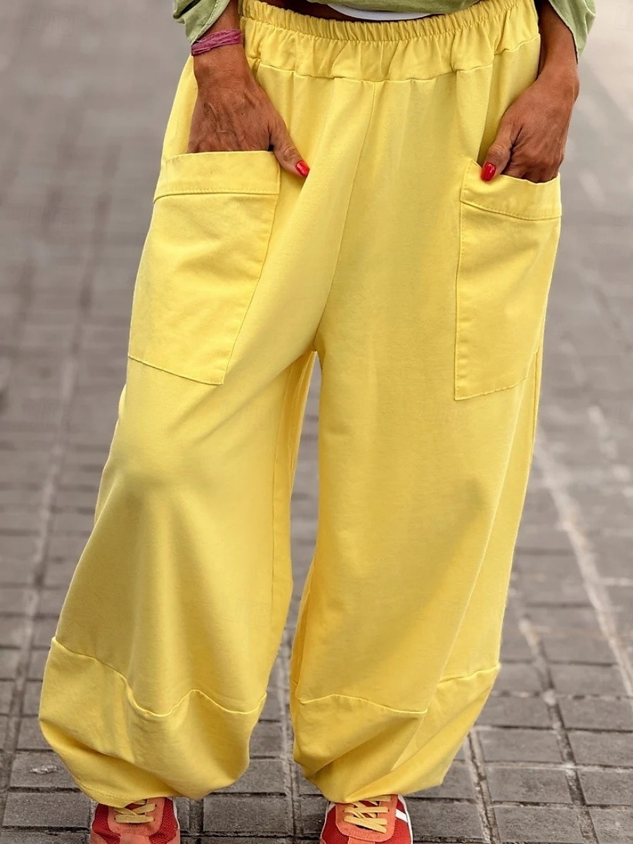 Per donna Chinos Vacanza Moda Streetwear Lunghezza intera Vita Alta Semplice Tasca Fascia Elastica Comodo Morbido Confortevole Micro-elastico All'aperto Streetwear Giallo Rosa Grigio Estate Primavera del 2025 a $26.99 –P1