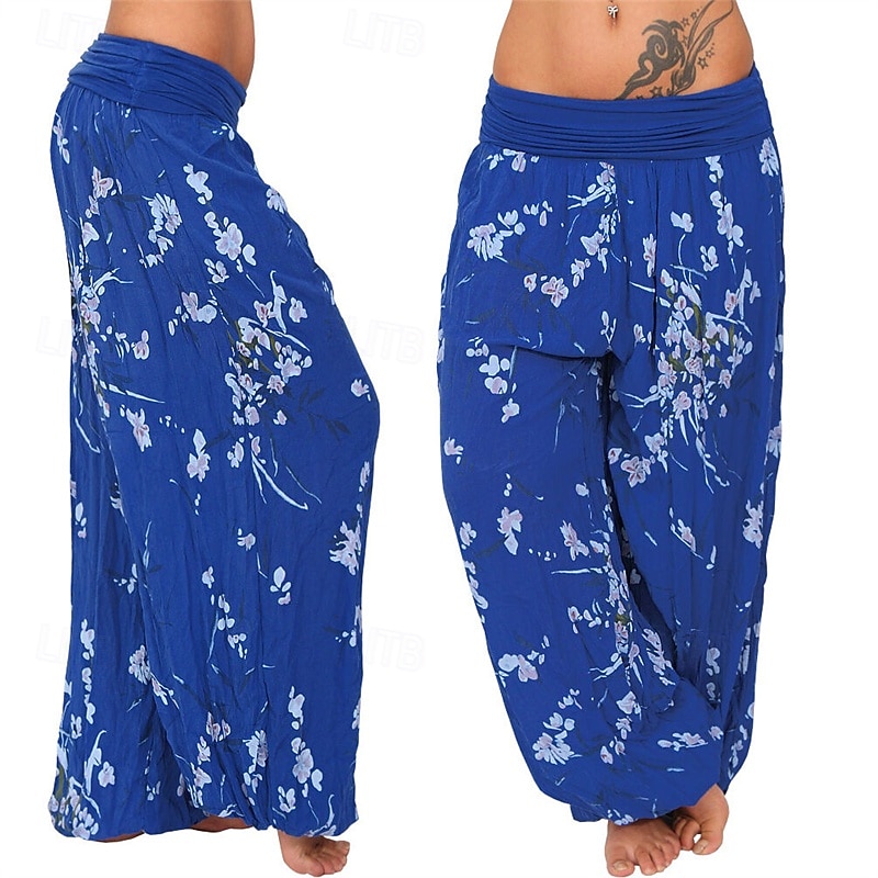Dam Byxor Harem byxor Palazzo byxor Mode Boho Fullängd Medium Midja Mönster Elastisk midja Bekväm Microelastisk Gata Dagliga kläder Utekväll Vit Gul Ljusgrön Rosa Sommar Vår Normal 2025 - $19.99 –P5