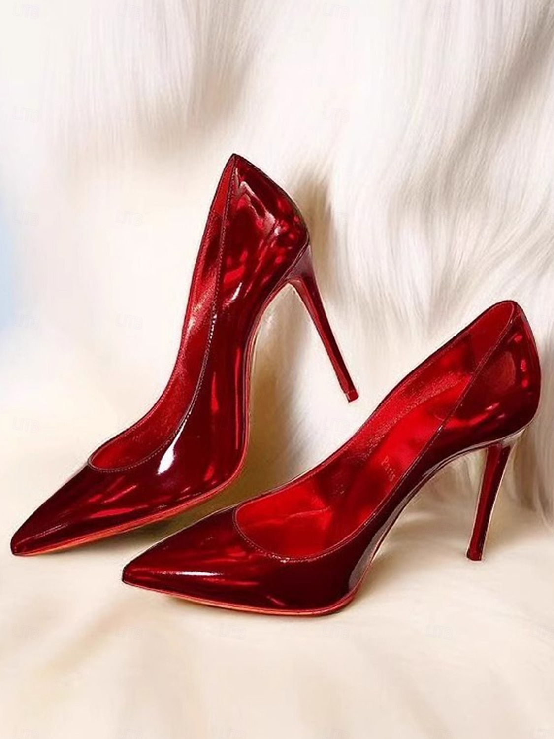 Women's Red Patent Leather Stiletto Heels, Shiny Pointed Toe Slip-On Pumps for Nightlife, Clubbing and Evening Parties 2025 - $29.99 –P1