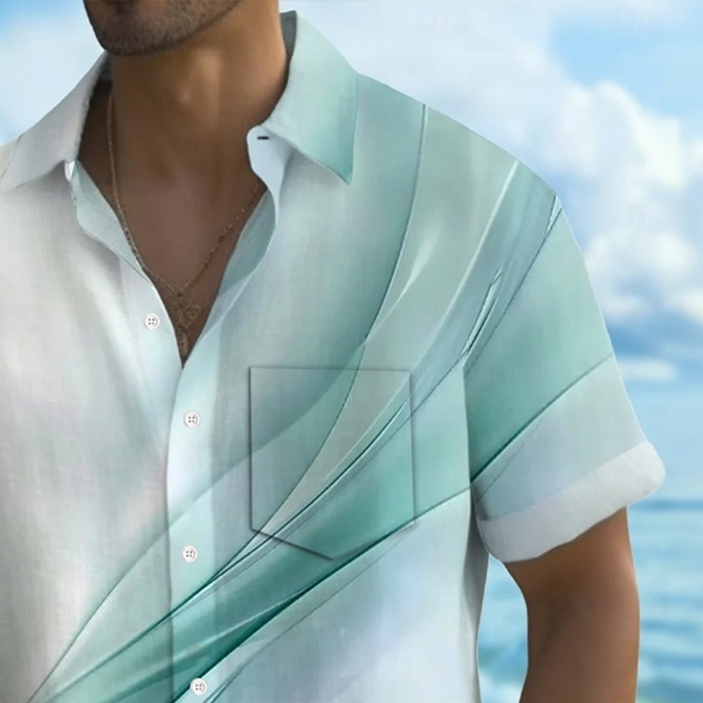 Voor heren Verloop Golven Marmer Overhemd Zomer overhemd Overhemd met knopen Korte mouw Mode-casual Buiten Vakantie Dagelijks gebruik Zomer Lente Strijkijzer 3D-afdrukken shirts met kraag Voorste zak 2025 - $23.99 –P2