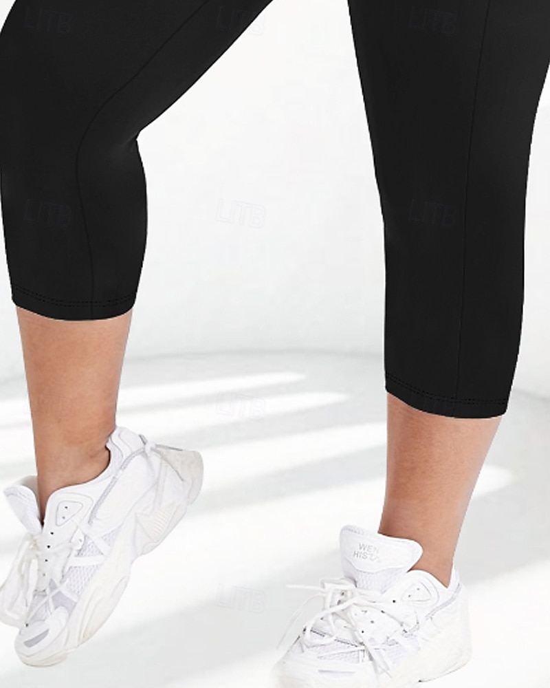 Femmes leggings de pilates Jambières Capri pantalon de sport Avec Poches Léger Pilates Salle de sport Course Leggings Capri Couleur Unie Gris foncé Noir Vert Véronèse Grande taille Des sports Tenues de 2026 ? $17.99 –P5