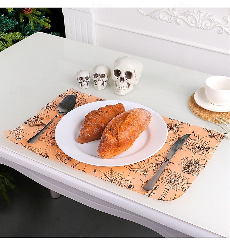 Chemin de table en maille d'Halloween, décoration de nappe de fête en toile d'araignée et de chauve-souris, tapis de salle à manger de festival fantôme effrayant, décoration de table de fête de 2025 ? $11.99 –P6