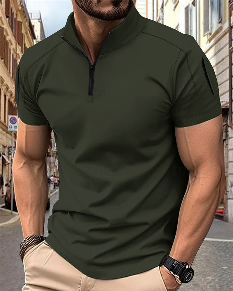 Per uomo Polo con zip a un quarto Maglia da golf Casuale Lavoro Zip a un quarto Manica Corta Essenziale Moderno Semplice Cerniera Estate Vestibilità regolare Bianco Rosa Blu marino Azzurro cielo del 2026 a $20.99 –P7