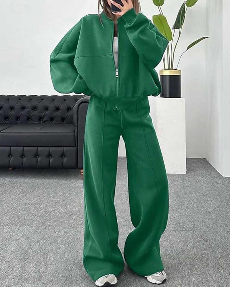 2026年 女性用 トラックスーツ スウェットパンツ トラックパンツ ジッパーポケット ソリッド スーツウェア 春 秋 ダークグレー ブラック ジム しつけ用品 ランニング 防風 長袖 スポーツ アクティブウェア マイクロエラスティック レギュラー  コレクション – $40.99 –P13