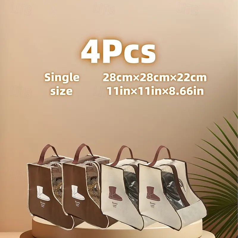 4er-Pack wiederverwendbare Aufbewahrungstaschen für hohe Stiefel, staubdichter hängender Schuh-Organizer für High-Top-Sneaker 2025 - $16.99 –P10
