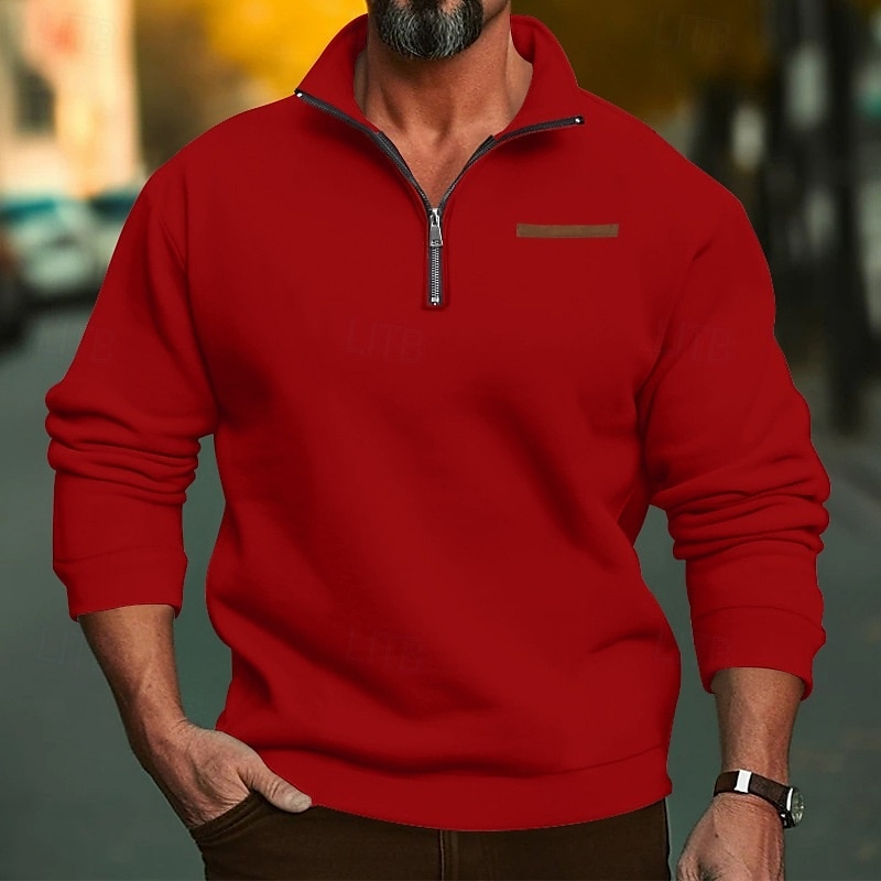 Per uomo Felpa con cappuccio e zip Felpa con cappuccio e zip corta Felpa con cappuccio in pile Aalbicocca Rosso bordeaux Nero Bianco Rosso Colletto Mao Mezza zip Semplice Zip a un quarto Sport del 2025 a $30.99 –P3