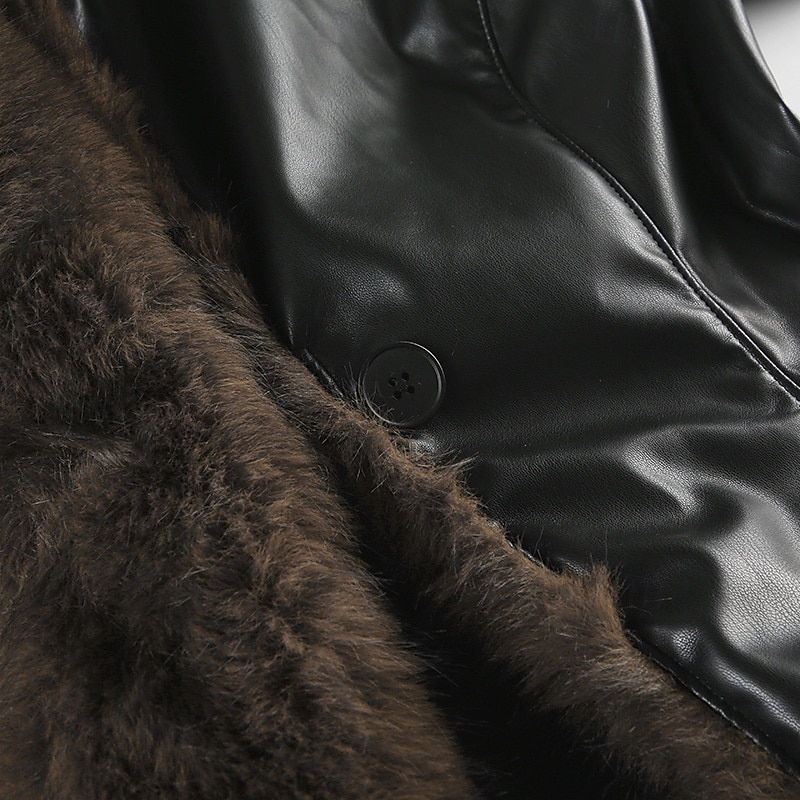 Women's Casual Jacket Warm Comfortable Buttons Fur Collar Fashion Plain Holiday Going out Weekend Single Breasted Regular Turndown Regular Fit Long Sleeve Outerwear Black Fall Winter 2025 - $32.99 –P5