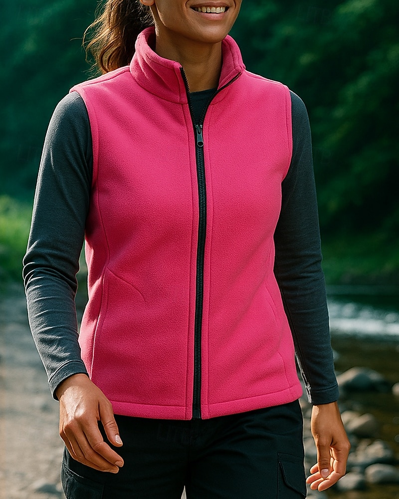 Damen Wanderweste Ärmellos Weste Außen Thermowarm Leicht Winter Reißverschluss Polyester Rot Himmelblau Purpur Jagd Angeln Klettern 2025 - $18.49 –P3